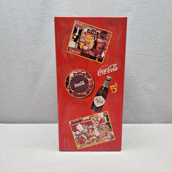 Coca Cola Red Tin Box Metal 3 Drawer File Cabinet with 6 sets of Collector Cards - Picture 3 of 15